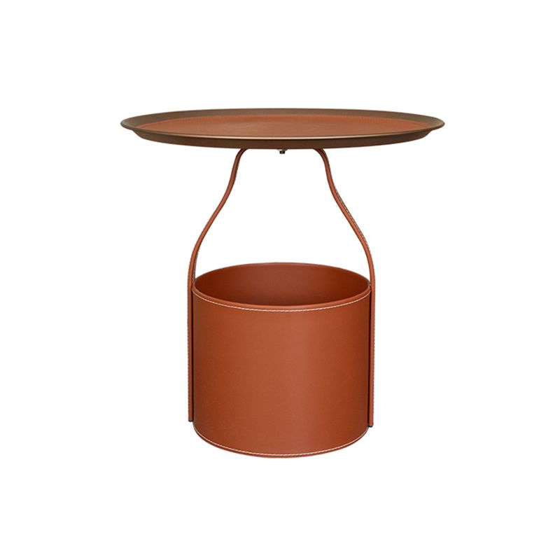 19.68" Wide Metal Side Table Round Tray Top Sofa Side Accent Table