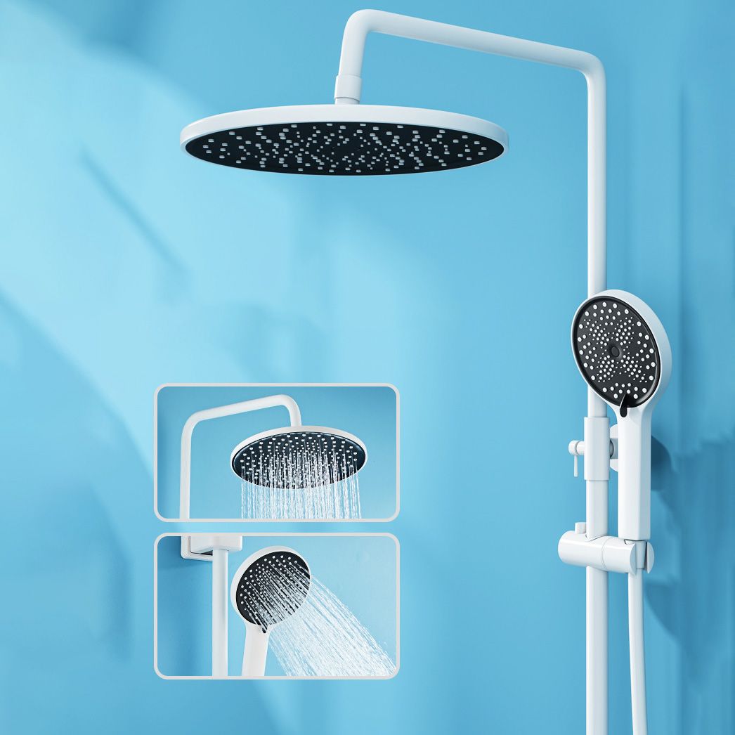 Wall Mounted Shower Arm Shower Faucet Metal Shower System with Slide Bar in White