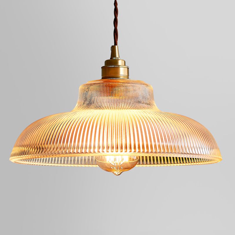 Retro Industrial 1 Light Anhänger Prismatische Klarglas Kuppel Anhängerlampe für Coffeeshop
