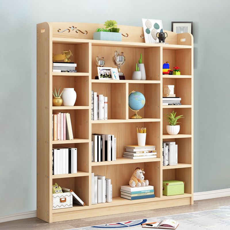 Scandinavian Natural Standard Bookshelf Pine Wood Vertical Bookcase