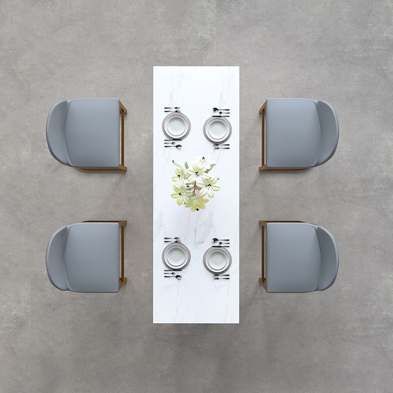 Glam Rectangle Pub Table Set 1/2/5 Pieces Faux Marble Pub Set for Indoor