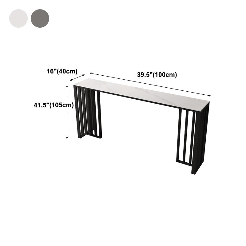 Double Pedestal Rectangle Hall/Pub Table Stone Modern Counter Height Table