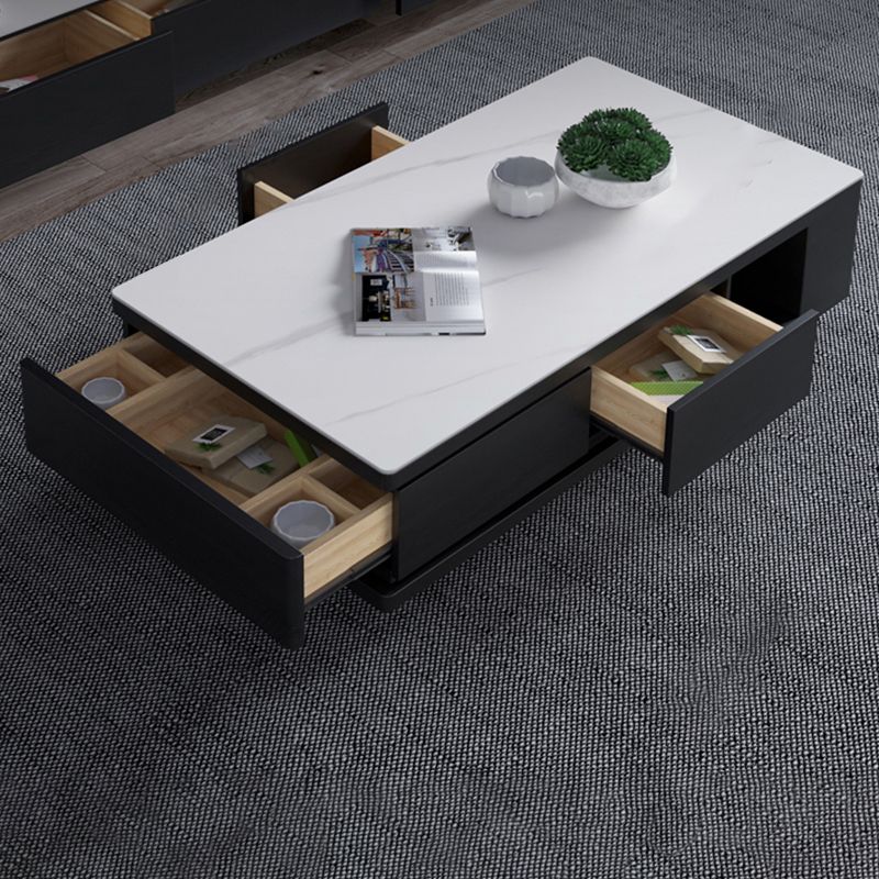 15"H Contemporary Cocktail Table Storage Rectangle Coffee Table