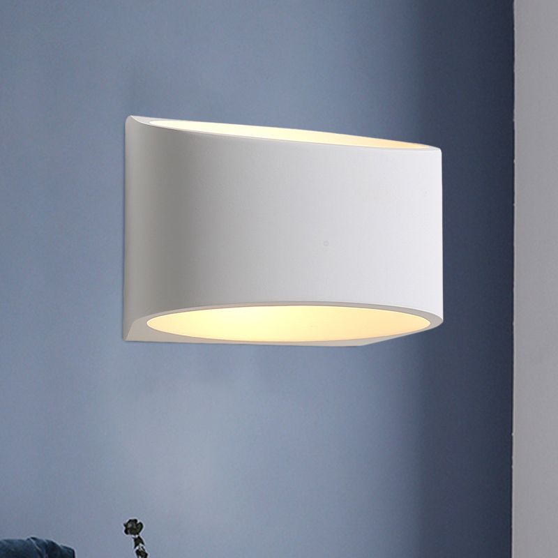 Round Gypsum LED Sconce Light Fixture Minimalism 1 Light White Wall Mount Lamp for Hallway