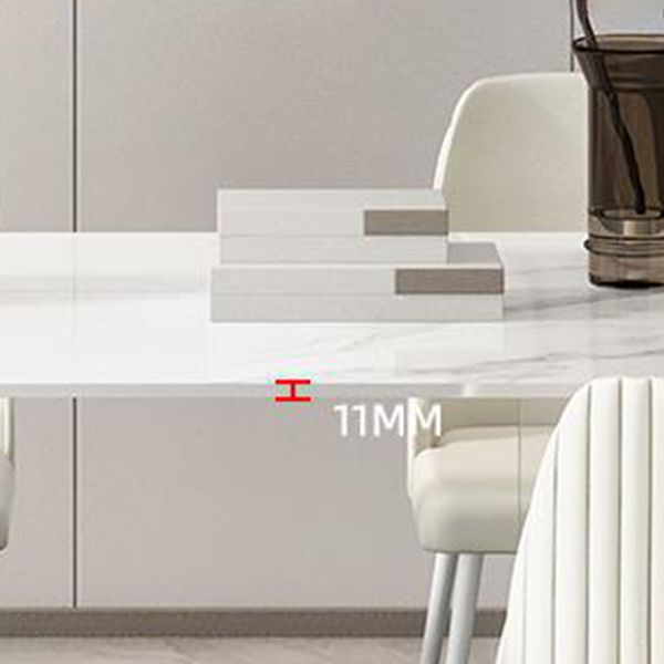 Modern Sintered Stone Dining Table Acrylic Dining Table with Double Pedestal Base