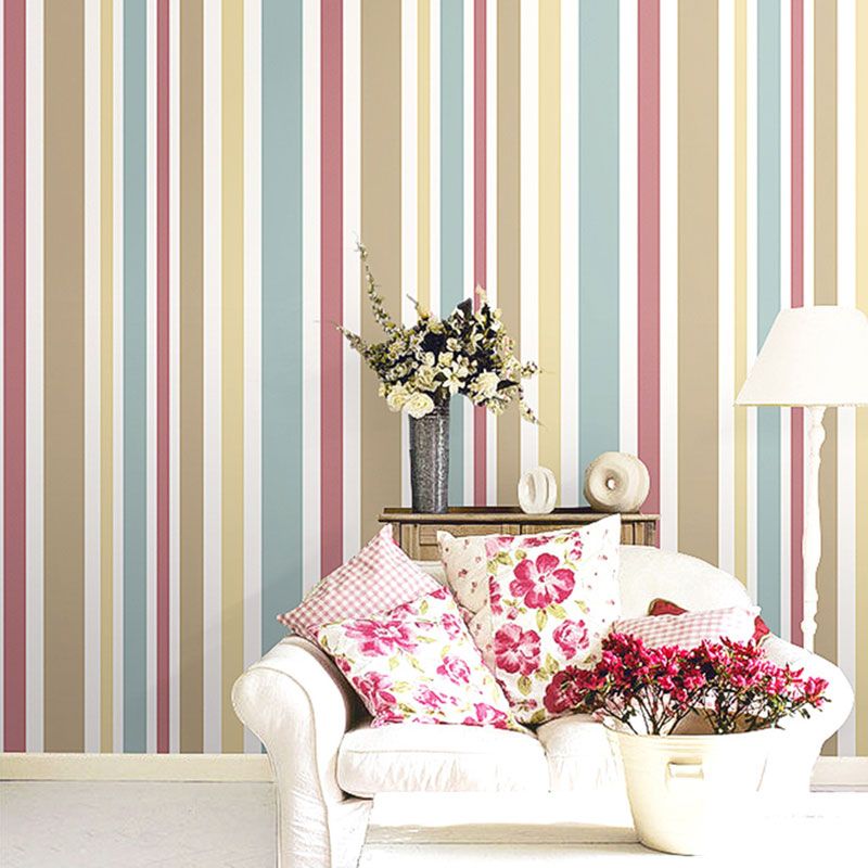 Vertical Stripe Wallpaper Roll for Living Room in Natural Color, 33-foot x 20.5-inch
