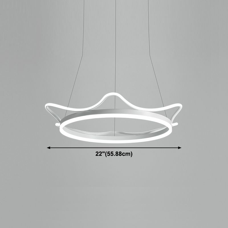 Crown Shade Metal Chandelier Light Modern 1- Light Chandelier Lighting Fixture in White