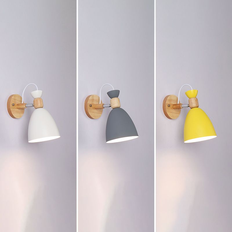Nordic Style Colorful Wall Light Bell Shape Adjustable Wall Lamp for Bedroom