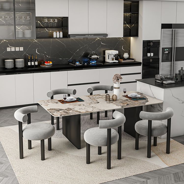 Modern 1/5/6/7 Pieces Dining Set Rectangle Stone Dining Table for Dining Room