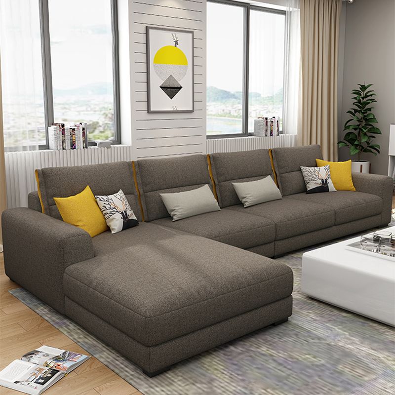 Scandinavian Cotton Blend Square Arm Sofa & Chaise for Living Room