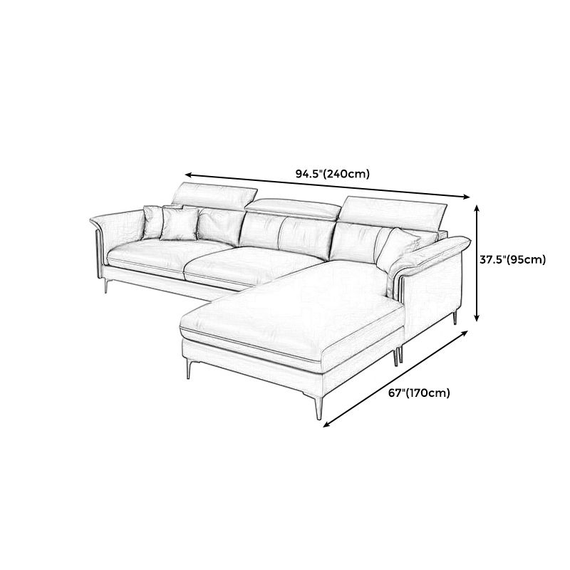Dark Gray Modern Pillow Top Arm Sectional with Removable Cushions for Living Room