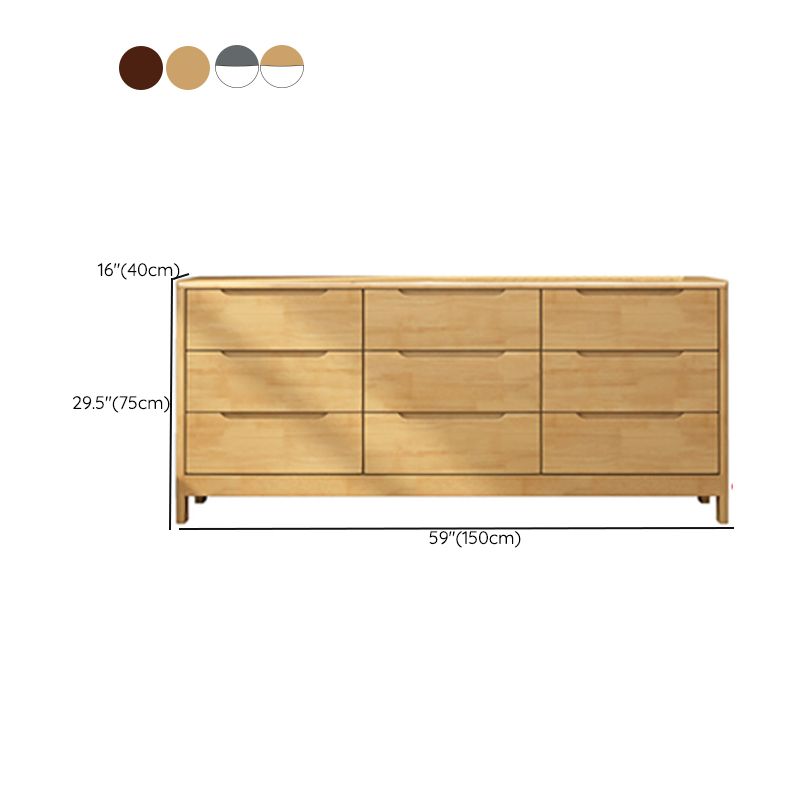 Contemporary Dresser Solid Wood Storage Chest with 5/6/9 Drawers