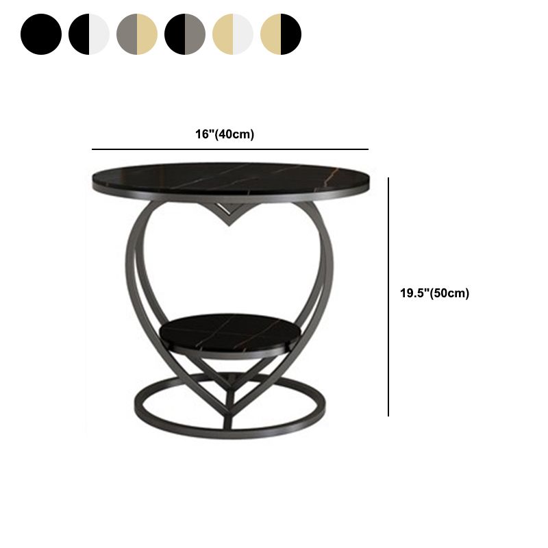 Modern 19.6"/23.6" Tall Round Slate Top Side Table Iron Abstract End Table