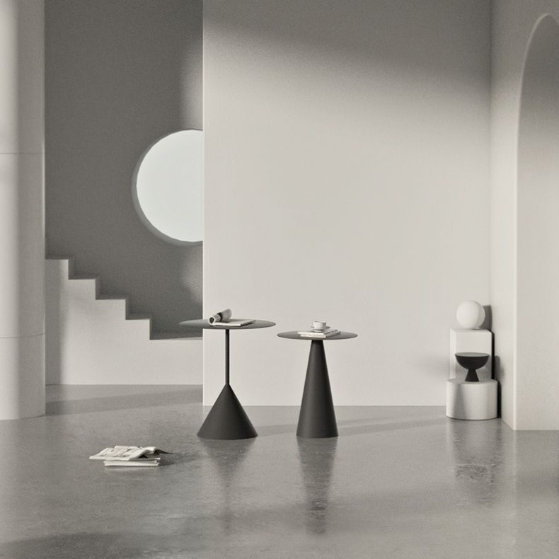 Iron 2 Piece Bunching Tables with Round Top and Pedestal Base