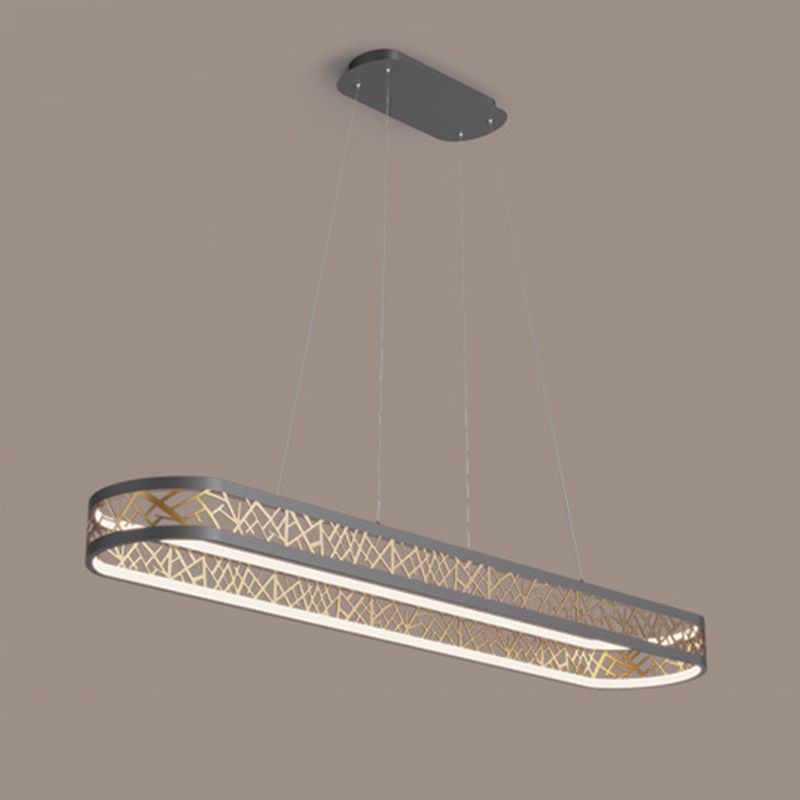 Modern Minimalist Oval Island Light LED Metal Cage Creative Pendant Lighting for Dining Table