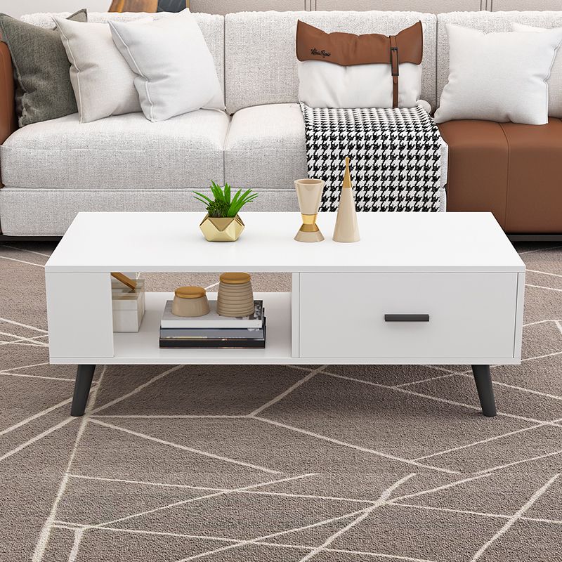 1-included 4 Legs Coffee Table Modern Wood Cocktail Table with Drawer