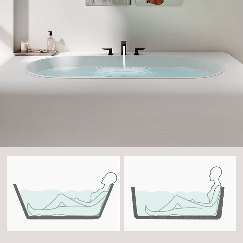 Modern Oval Drop-in Bath Tub 23.22" H White Acrylic Bathtub for Home