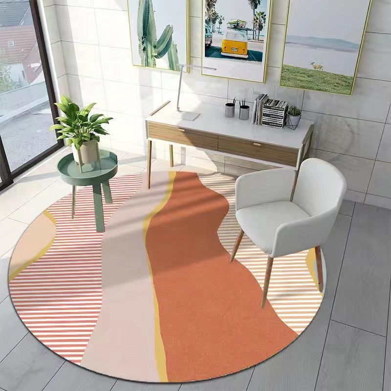 Light Green Simplicity Rug Polyester Circle Rug Washable Rug for Home Decor