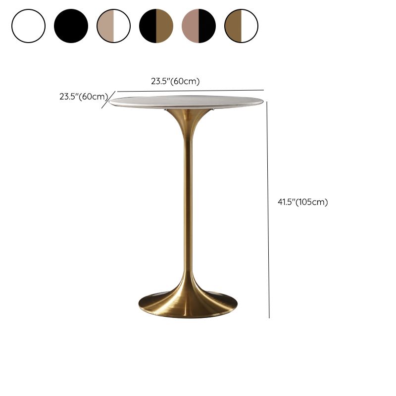 Contemporary Round Pedestal Bar Dining Table with Metal Base