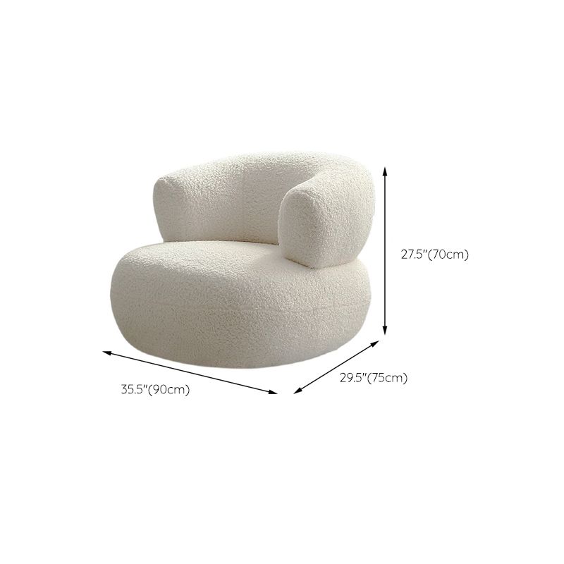 Contemporary Style Wool Sofa in White Curved Upholstered Sofa