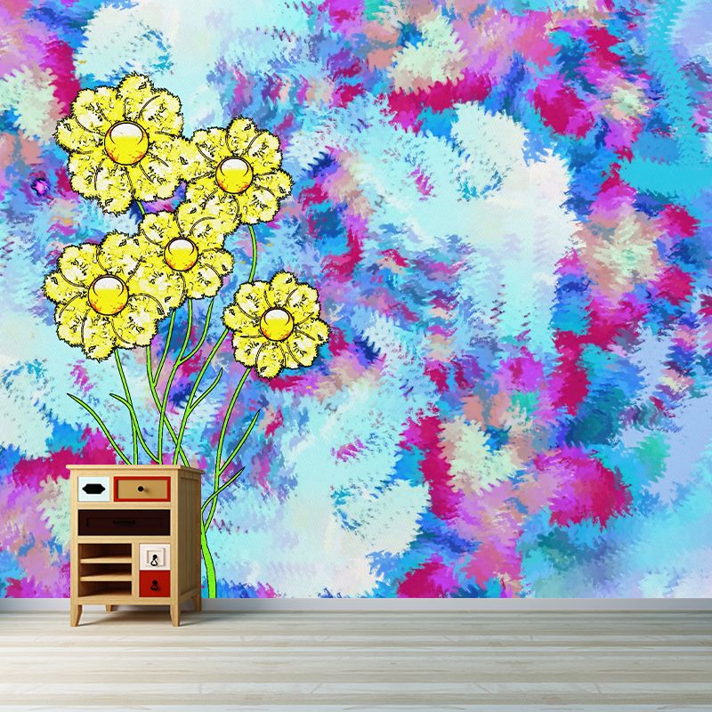 Illustration Stain Resistant Mural Wallpaper Plant Pattern Living Room Wall Mural