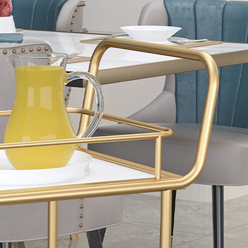 Home Dining Rolling Kitchen Trolley Modern Open Shelves Kitchen Island