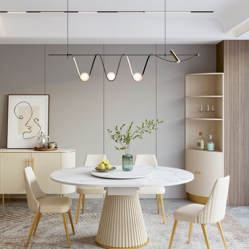 Metal Linear Pendant Light Fixture Modern Style 4-Lights Hanging Chandelier