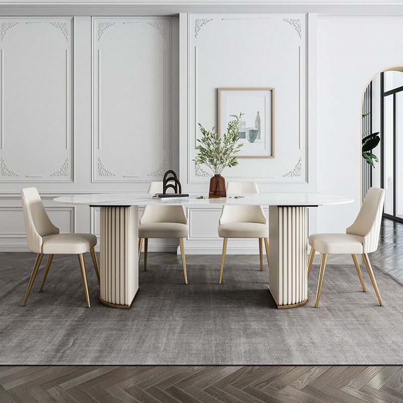 Modern Style Sintered Stone Dining Table Set Oval 1/4/5/7 Pieces Dining Set for Home Use