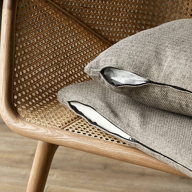 Sloped Arm Fabric Sofa in Grey Tropical Sofa with Bolster Pillows
