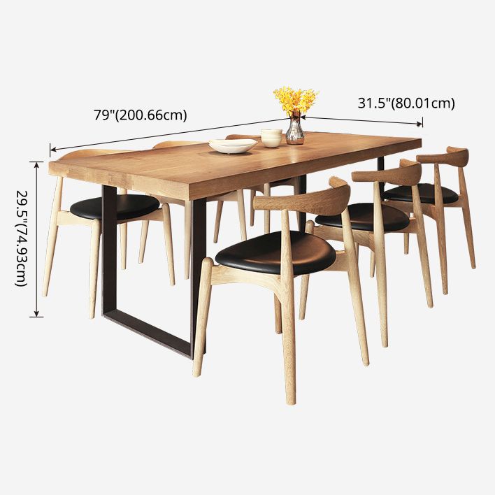 Standard Solid Wood Top Dining Set with 2 Black Metallic Legs for Dining Room Furniture