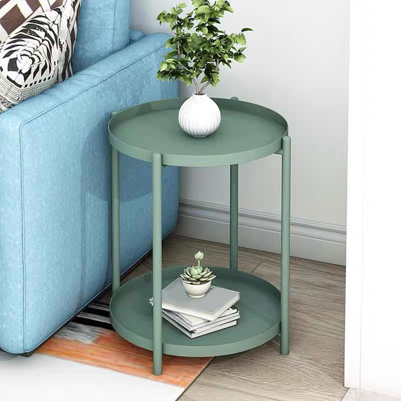 4 Legs Base Design Iron Material Green/white/black/yellow End Table Round Top Side Table