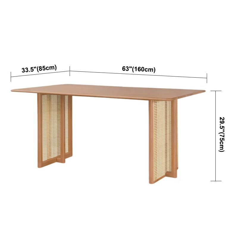 Glam Rectangle Shape Solid Wood Dining Table Khaki Standard Dining Table for Kitchen