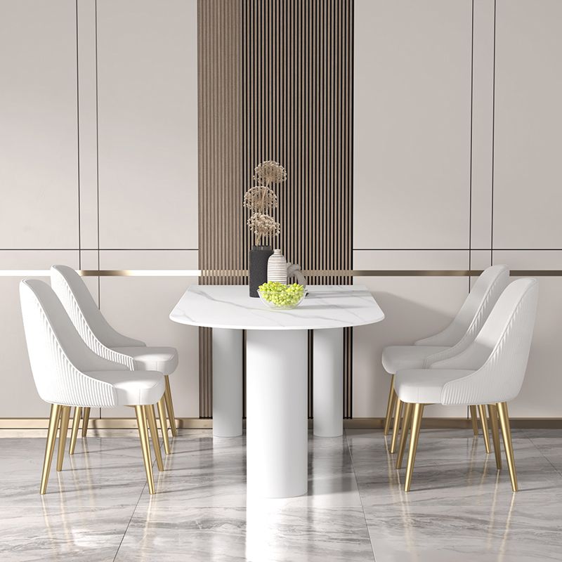 White Stone Top Dinner Room Kitchen Table Modern Tripod Base Dining Table