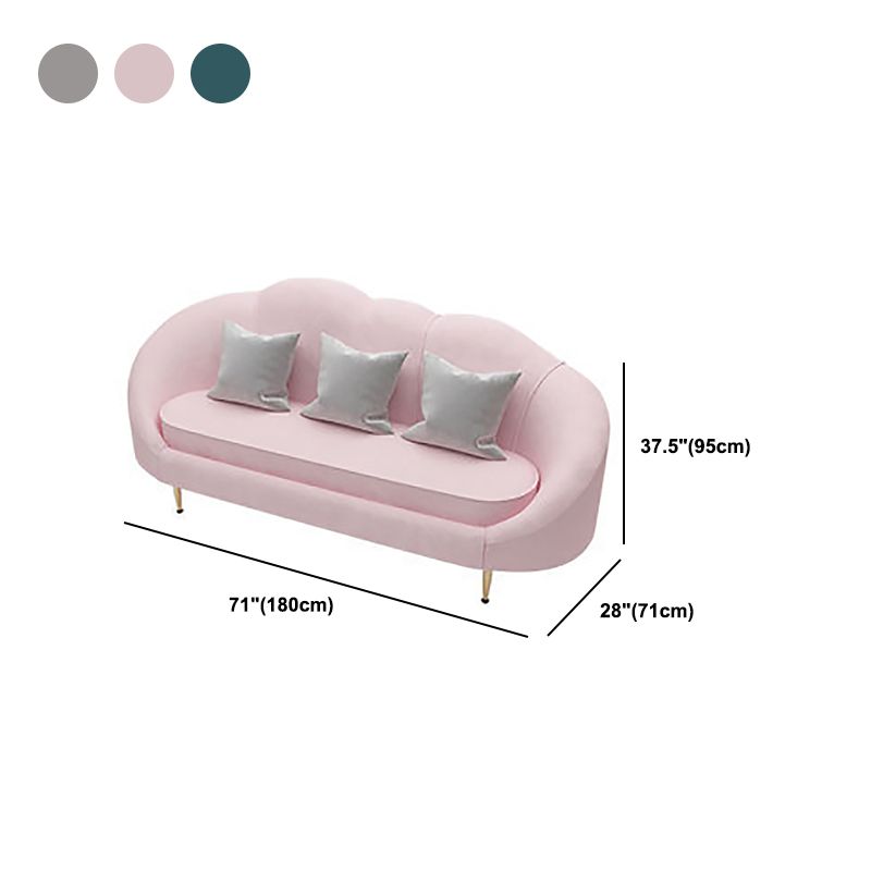 Velvet Curved Sofa Contemporary Sloped Arm Sofa for Living Room