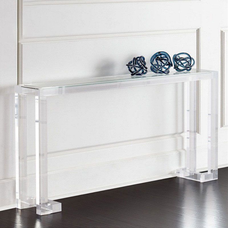 Acrylic Rectangle Accent Table Modern 1-shelf Console Table for Hall