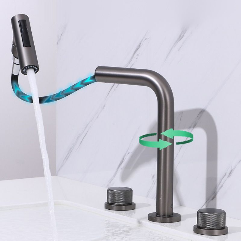 Widespread Bathroom Faucet Swivel Spout High-Arc with Pull Out Sprayer