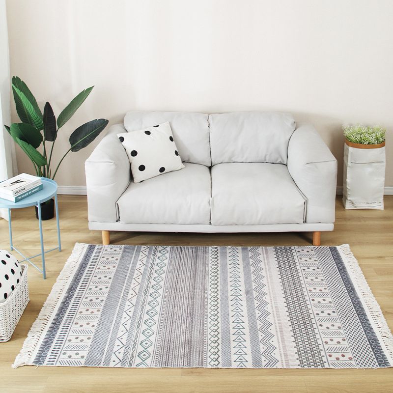 Stijlvolle boho chic tapijt multicolor geometrisch vloerkleed machine wassen tassel-getrimde tapijt voor huis