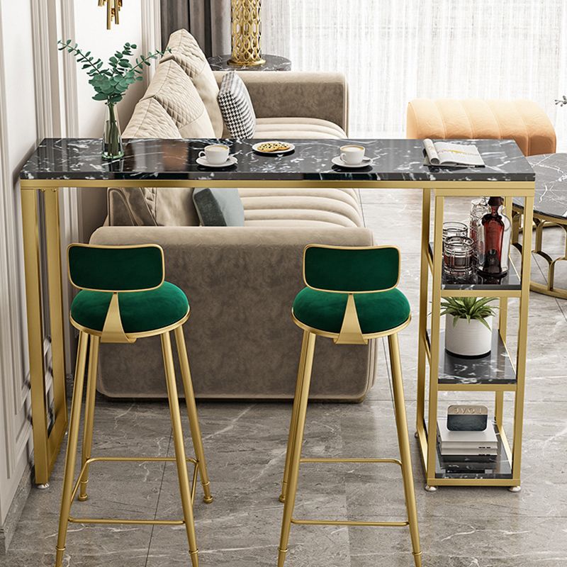 41.3-inch Faux Marble Top Table Modern Style Bistro Pub Table with Gold Base