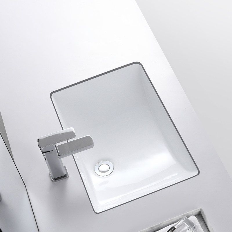 Modern Undermount Vanity Sink Porcelain Shut-Off Valve Included Bathroom Sink