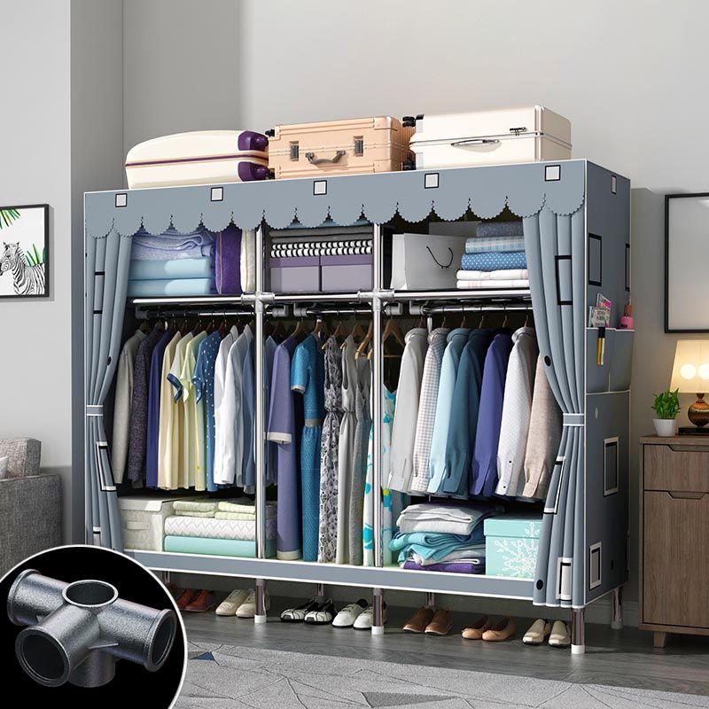 Contemporary Style Wardrobe Armoire Wood Armoire with Clothes Rail for Bedroom