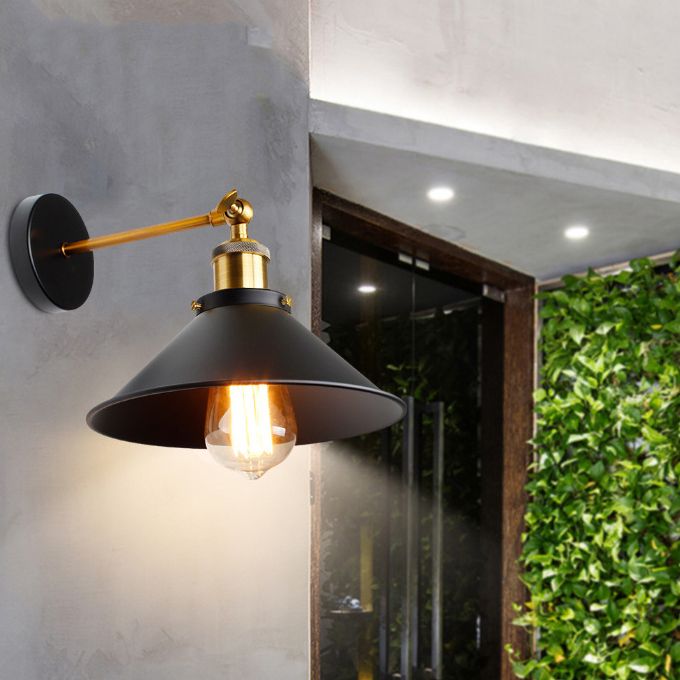 Industrial Style Wall Sconce Metal 1 Light Sconces for Living Room