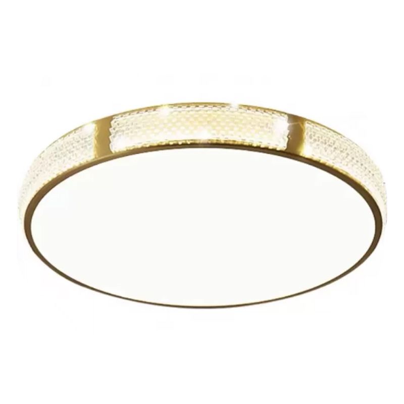 Modern Metal Ceiling Light Circle Shape Flush Mount with Glass Shade for Living Room