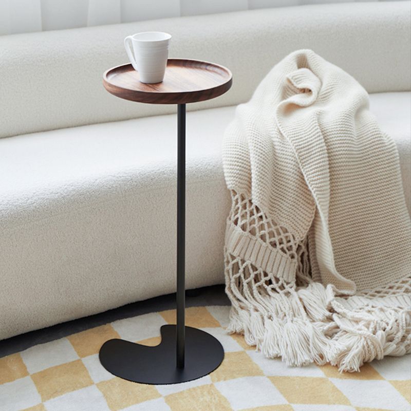 27.55" Tall Tray Top Side Table Contemporary Round End Table Stand