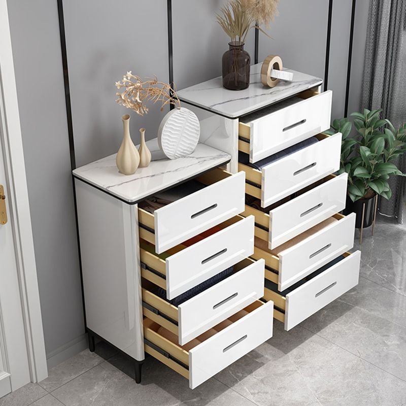 Glam Stone Storage Chest Bedroom White 16" Wide Chest with Drawers