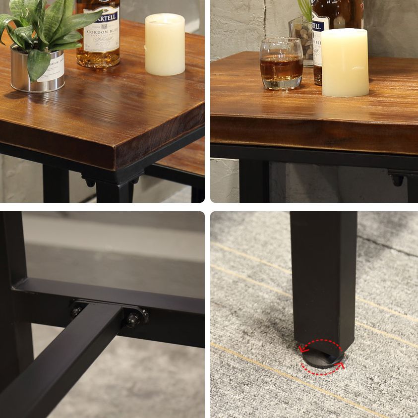 Industrial 1/2/3/5 Pieces Solid Wood Bar Table Set Square Bistro Set