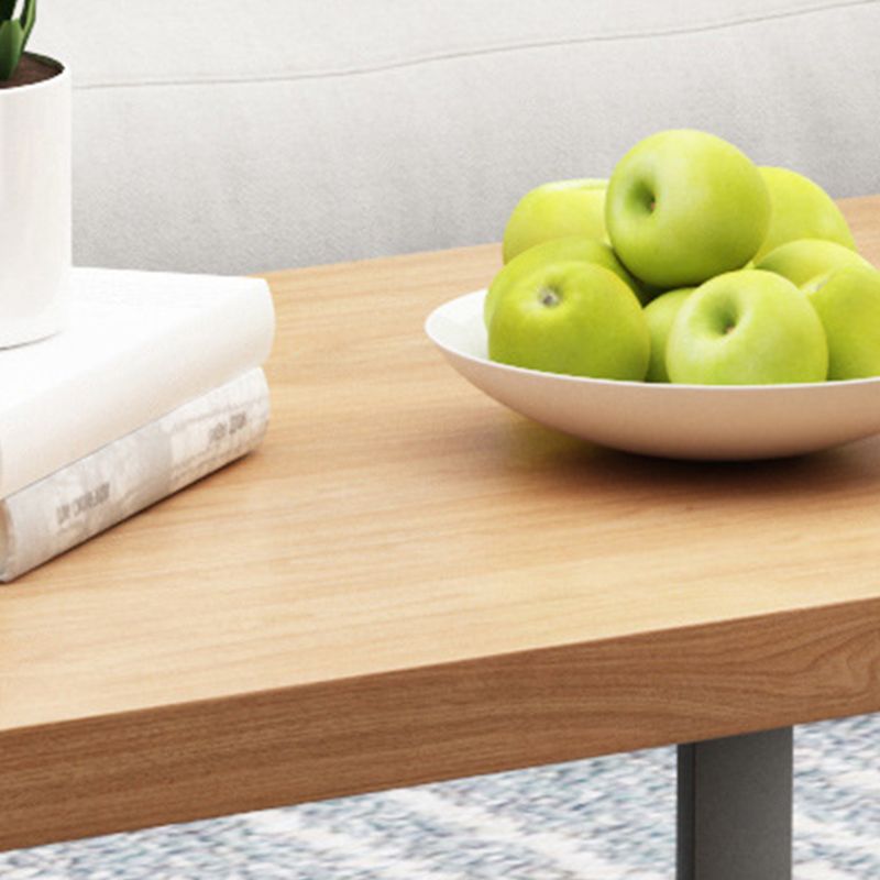 Scandinavian Rectangle Cocktail Table with Solid Wood Top and Iron Sled Base