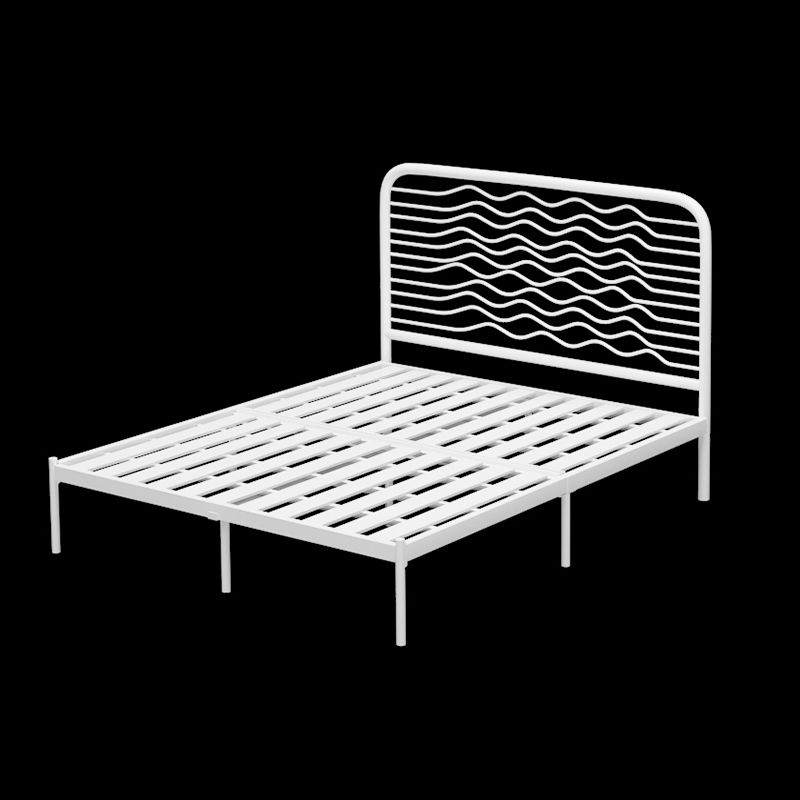 Glam Metallic Standard Bed, Beveled Open-Frame Headboard Bed Frame