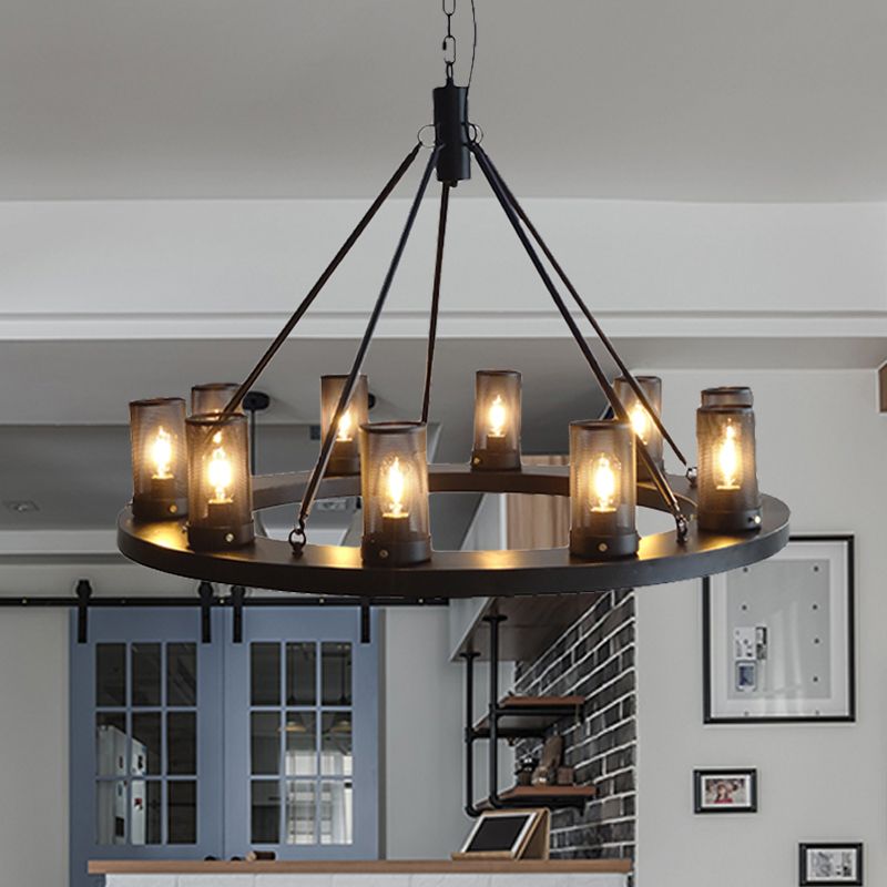 10 luces Costeo de techo de metal Cilíndrico clásico Lámpara de lámpara de estar de sala de estar