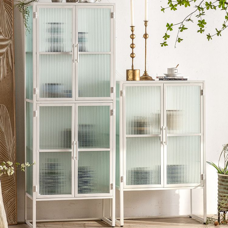 Modern Curio Cabinet Metal Glass Doors Buffet Cabinet for Dining Room