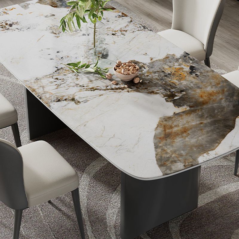 Rectangular Dining Table Set 1/2/5/7 Pieces White Stone Dining Set for Kitchen